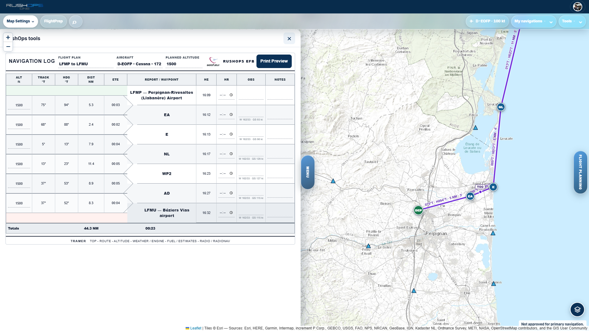 RushOps ONE map and planning interface