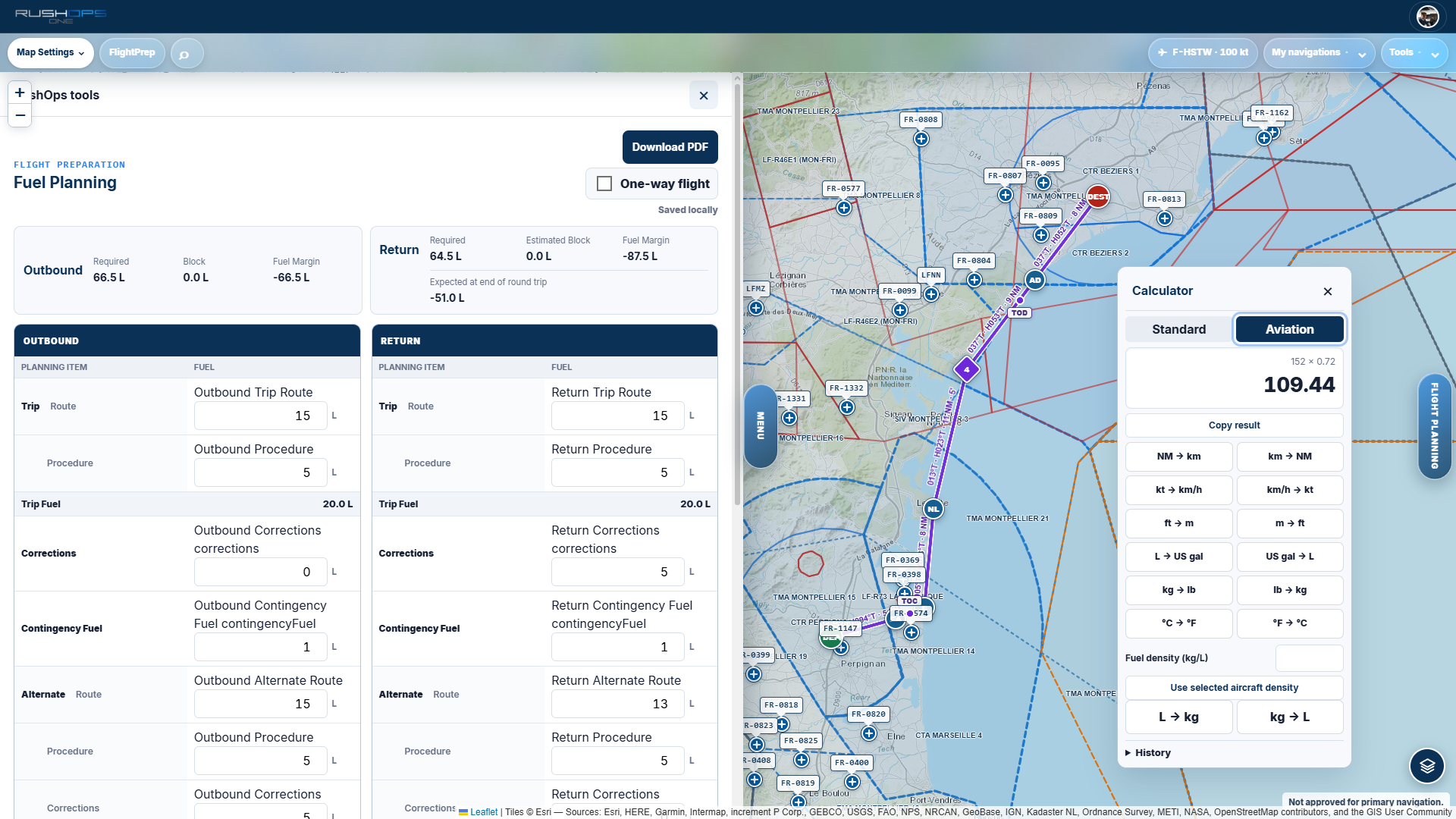 Fast and comprehensive fuel calculations based on your flight parameters and aircraft configuration.