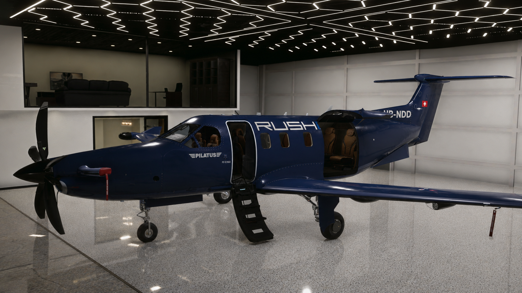 RushOps Pilatus aircraft on the apron